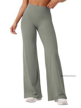 High Waist Straight Leg Workout Leggings No Front Seam Yoga Pants